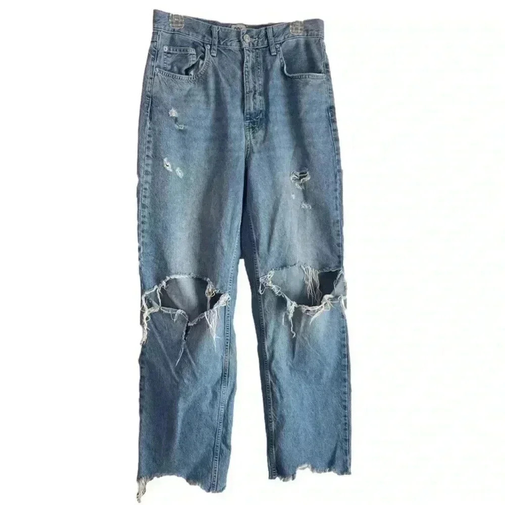 BDG Urban Outfitters High Rise Baggy Jeans Extremely Distressed Size 30